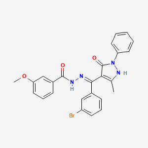 N'-[(3-bromophenyl)(5-hydroxy-3-methyl-1-phenyl-1H-pyrazol-4-yl)methylene]-3-methoxybenzohydrazide