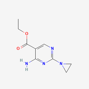 molecular formula C9H12N4O2 B11897344 Ethyl 4-amino-2-(aziridin-1-yl)pyrimidine-5-carboxylate CAS No. 90971-96-3