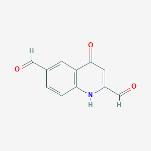 molecular formula C11H7NO3 B11897363 4-Hydroxyquinoline-2,6-dicarbaldehyde 