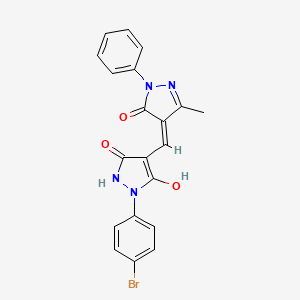 molecular formula C20H15BrN4O3 B1189760 1-(4-bromophenyl)-4-[(5-hydroxy-3-methyl-1-phenyl-1H-pyrazol-4-yl)methylene]-3,5-pyrazolidinedione 