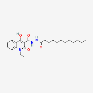 molecular formula C24H35N3O4 B1189763 N'-dodecanoyl-1-ethyl-4-hydroxy-2-oxo-1,2-dihydroquinoline-3-carbohydrazide 