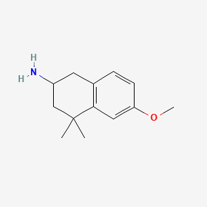 molecular formula C13H19NO B11897677 6-Methoxy-4,4-dimethyl-1,2,3,4-tetrahydronaphthalen-2-amine 