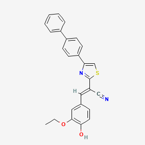 molecular formula C26H20N2O2S B1189768 2-(4-[1,1'-Biphenyl]-4-yl-1,3-thiazol-2-yl)-3-(3-ethoxy-4-hydroxyphenyl)acrylonitrile 