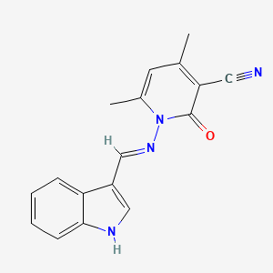 molecular formula C17H14N4O B1189785 1-[(1H-indol-3-ylmethylene)amino]-4,6-dimethyl-2-oxo-1,2-dihydro-3-pyridinecarbonitrile 