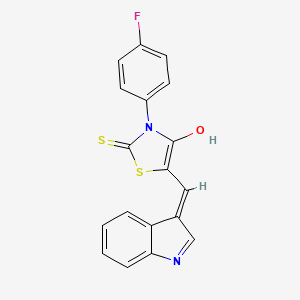 molecular formula C18H11FN2OS2 B1189786 3-(4-fluorophenyl)-5-(1H-indol-3-ylmethylene)-2-thioxo-1,3-thiazolidin-4-one 