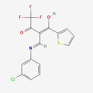 molecular formula C15H9ClF3NO2S B1189795 2-[(3-Chloroanilino)methylene]-4,4,4-trifluoro-1-(2-thienyl)-1,3-butanedione 