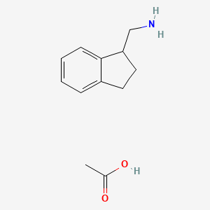 molecular formula C12H17NO2 B11898059 (2,3-Dihydro-1H-inden-1-yl)methanamine acetate 