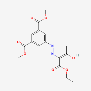 molecular formula C16H18N2O7 B1189809 Dimethyl 5-{2-[1-(ethoxycarbonyl)-2-oxopropylidene]hydrazino}isophthalate 