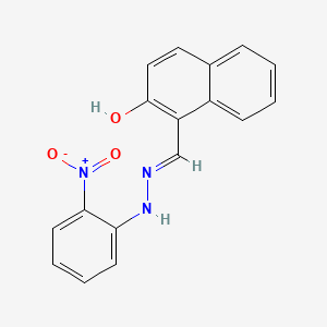 molecular formula C17H13N3O3 B1189811 1-{(E)-[2-(2-nitrophenyl)hydrazinylidene]methyl}naphthalen-2-ol 