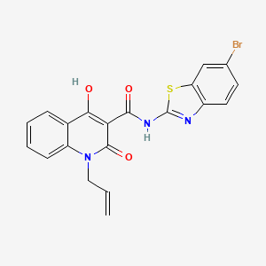 molecular formula C20H14BrN3O3S B1189820 N-(6-bromo-1,3-benzothiazol-2-yl)-4-hydroxy-2-oxo-1-prop-2-enyl-1,2-dihydroquinoline-3-carboxamide 