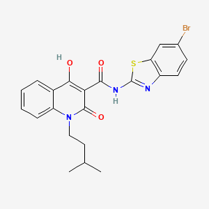 molecular formula C22H20BrN3O3S B1189823 N-(6-Bromo-1,3-benzothiazol-2-yl)-4-hydroxy-1-isopentyl-2-oxo-1,2-dihydro-3-quinolinecarboxamide 