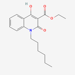 molecular formula C18H23NO4 B1189827 Ethyl 1-hexyl-4-hydroxy-2-oxo-1,2-dihydro-3-quinolinecarboxylate 
