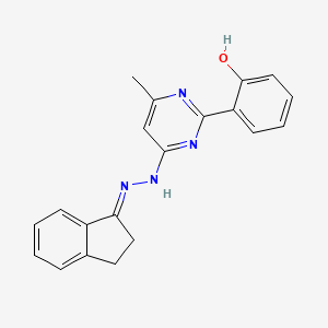2-{4-[(2E)-2-(2,3-dihydro-1H-inden-1-ylidene)hydrazinyl]-6-methylpyrimidin-2-yl}phenol
