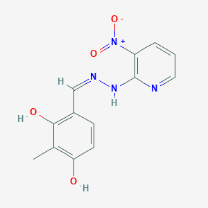 molecular formula C13H12N4O4 B1189831 2,4-Dihydroxy-3-methylbenzaldehyde {3-nitro-2-pyridinyl}hydrazone 