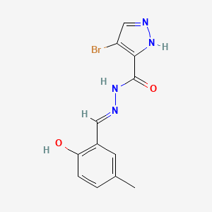 molecular formula C12H11BrN4O2 B1189834 4-Bromo-2H-pyrazole-3-carboxylic acid (2-hydroxy-5-methyl-benzylidene)-hydrazide 