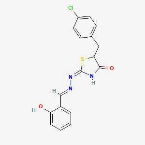 molecular formula C17H14ClN3O2S B1189836 5-(4-Chloro-benzyl)-2-[(2-hydroxy-benzylidene)-hydrazono]-thiazolidin-4-one 