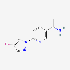 molecular formula C10H11FN4 B11898373 (S)-1-(6-(4-Fluoro-1H-pyrazol-1-yl)pyridin-3-yl)ethanamine 