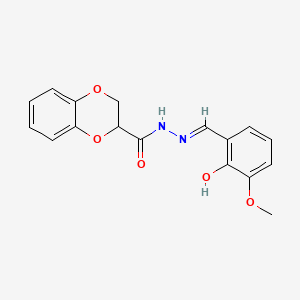 molecular formula C17H16N2O5 B1189841 N'-[(E)-(2-hydroxy-3-methoxyphenyl)methylidene]-2,3-dihydro-1,4-benzodioxine-2-carbohydrazide 