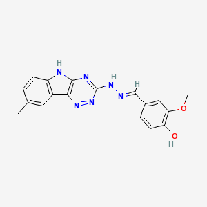 molecular formula C18H16N6O2 B1189858 4-hydroxy-3-methoxybenzaldehyde (8-methyl-5H-[1,2,4]triazino[5,6-b]indol-3-yl)hydrazone 