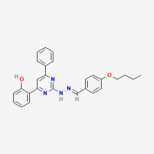 molecular formula C27H26N4O2 B1189879 4-Butoxybenzaldehyde [4-(2-hydroxyphenyl)-6-phenyl-2-pyrimidinyl]hydrazone 
