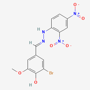 molecular formula C14H11BrN4O6 B1189883 3-Bromo-4-hydroxy-5-methoxybenzaldehyde {2,4-bisnitrophenyl}hydrazone 