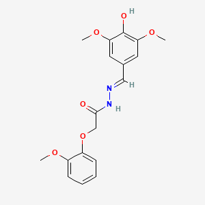 molecular formula C18H20N2O6 B1189890 N'-(4-hydroxy-3,5-dimethoxybenzylidene)-2-(2-methoxyphenoxy)acetohydrazide 