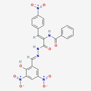 molecular formula C23H16N6O9 B1189901 N-(1-[(2-{2-hydroxy-3,5-bisnitrobenzylidene}hydrazino)carbonyl]-2-{4-nitrophenyl}vinyl)benzamide 