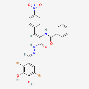molecular formula C23H16Br2N4O6 B1189902 N-(1-{[2-(2,5-dibromo-3,4-dihydroxybenzylidene)hydrazino]carbonyl}-2-{4-nitrophenyl}vinyl)benzamide 