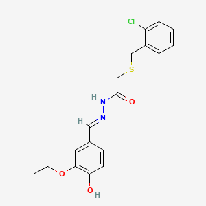 molecular formula C18H19ClN2O3S B1189904 2-[(2-chlorobenzyl)sulfanyl]-N'-(3-ethoxy-4-hydroxybenzylidene)acetohydrazide 