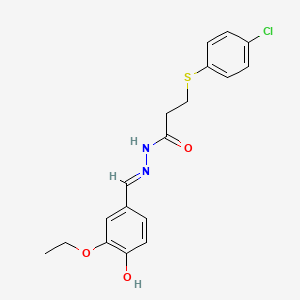 molecular formula C18H19ClN2O3S B1189906 3-[(4-chlorophenyl)sulfanyl]-N'-(3-ethoxy-4-hydroxybenzylidene)propanohydrazide 