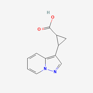 molecular formula C11H10N2O2 B11899090 2-(Pyrazolo[1,5-a]pyridin-3-yl)cyclopropanecarboxylic acid 