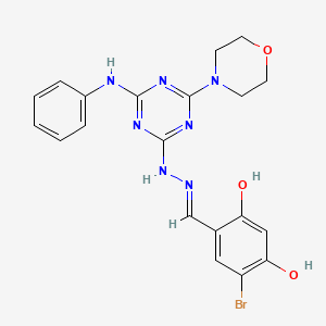 molecular formula C20H20BrN7O3 B1189922 5-Bromo-2,4-dihydroxybenzaldehyde [4-morpholin-4-yl-6-(phenylamino)-1,3,5-triazin-2-yl]hydrazone 