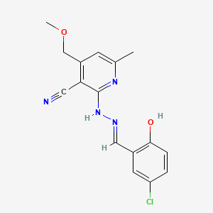 molecular formula C16H15ClN4O2 B1189925 2-[2-(5-Chloro-2-hydroxybenzylidene)hydrazino]-4-(methoxymethyl)-6-methylnicotinonitrile 