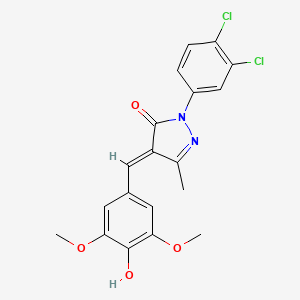 molecular formula C19H16Cl2N2O4 B1189933 2-(3,4-dichlorophenyl)-4-(4-hydroxy-3,5-dimethoxybenzylidene)-5-methyl-2,4-dihydro-3H-pyrazol-3-one 