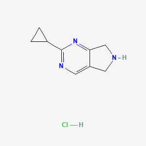 molecular formula C9H12ClN3 B11899426 2-Cyclopropyl-6,7-dihydro-5H-pyrrolo[3,4-d]pyrimidine hydrochloride 