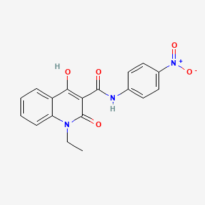 molecular formula C18H15N3O5 B1189943 1-ethyl-4-hydroxy-N-{4-nitrophenyl}-2-oxo-1,2-dihydroquinoline-3-carboxamide 