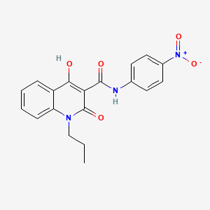 molecular formula C19H17N3O5 B1189944 4-hydroxy-N-{4-nitrophenyl}-2-oxo-1-propyl-1,2-dihydroquinoline-3-carboxamide 