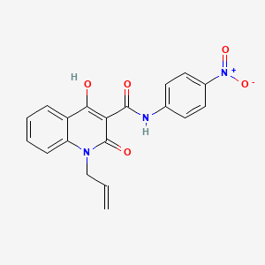 molecular formula C19H15N3O5 B1189946 4-hydroxy-N-{4-nitrophenyl}-2-oxo-1-prop-2-enyl-1,2-dihydroquinoline-3-carboxamide 