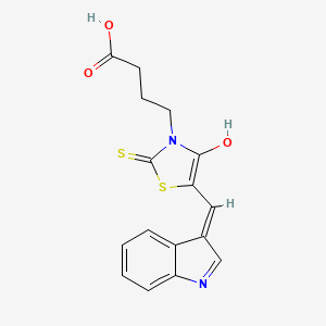 molecular formula C16H14N2O3S2 B1189963 4-[5-(1H-indol-3-ylmethylene)-4-oxo-2-thioxo-1,3-thiazolidin-3-yl]butanoic acid 