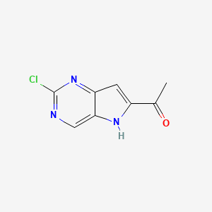 molecular formula C8H6ClN3O B11899637 1-(2-Chloro-5H-pyrrolo[3,2-d]pyrimidin-6-yl)ethanone 