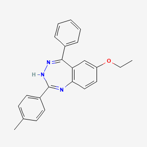 molecular formula C23H21N3O B1189971 7-Ethoxy-5-phenyl-2-p-tolyl-3H-benzo[e][1,2,4]triazepine 