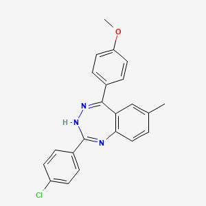 molecular formula C22H18ClN3O B1189978 4-[2-(4-chlorophenyl)-7-methyl-3H-1,3,4-benzotriazepin-5-yl]phenyl methyl ether 