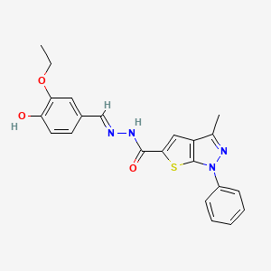 molecular formula C22H20N4O3S B1189987 N'-(3-ethoxy-4-hydroxybenzylidene)-3-methyl-1-phenyl-1H-thieno[2,3-c]pyrazole-5-carbohydrazide 