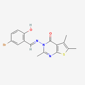 molecular formula C16H14BrN3O2S B1189992 3-[(5-bromo-2-hydroxybenzylidene)amino]-2,5,6-trimethylthieno[2,3-d]pyrimidin-4(3H)-one 