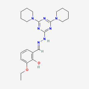 molecular formula C22H31N7O2 B1189994 3-Ethoxy-2-hydroxybenzaldehyde [4,6-di(1-piperidinyl)-1,3,5-triazin-2-yl]hydrazone 
