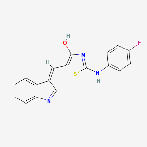 molecular formula C19H14FN3OS B1189998 2-[(4-fluorophenyl)imino]-5-[(2-methyl-1H-indol-3-yl)methylene]-1,3-thiazolidin-4-one 