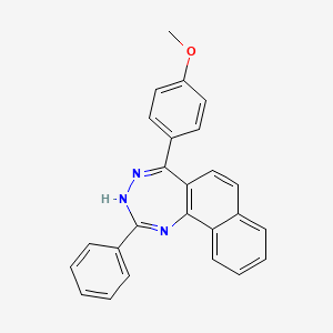 molecular formula C25H19N3O B1190001 methyl 4-(2-phenyl-3H-naphtho[1,2-e][1,2,4]triazepin-5-yl)phenyl ether 
