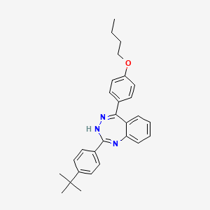 molecular formula C28H31N3O B1190005 butyl 4-[2-(4-tert-butylphenyl)-3H-1,3,4-benzotriazepin-5-yl]phenyl ether 