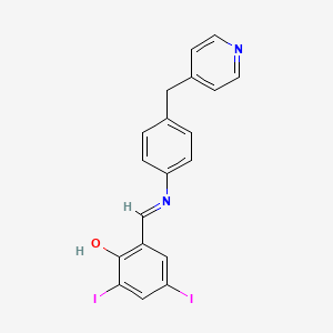 molecular formula C19H14I2N2O B1190036 2,4-Diiodo-6-({[4-(4-pyridinylmethyl)phenyl]imino}methyl)phenol 