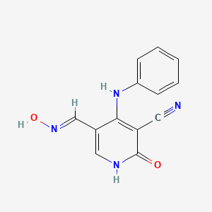 molecular formula C13H10N4O2 B1190040 4-Anilino-5-[(hydroxyimino)methyl]-2-oxo-1,2-dihydro-3-pyridinecarbonitrile 